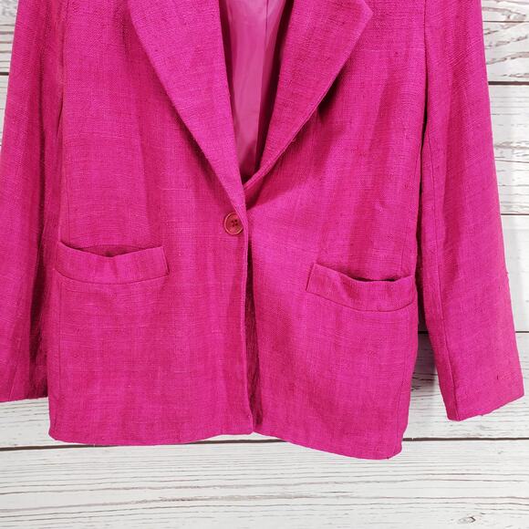 Persona Women's Magenta 100%Silk Single Button Blazer Jacket Size 2 - Picture 13 of 13